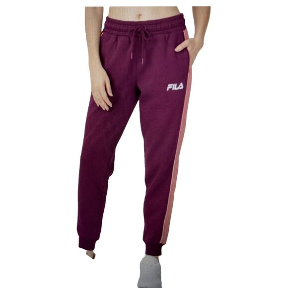 NWT  Fila Women's Vigor Mid Rise Colorblocked Fleece Joggers Purple Size varies - Picture 1 of 9